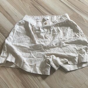 LOFT High-Waist Cream Button-Front Shorts